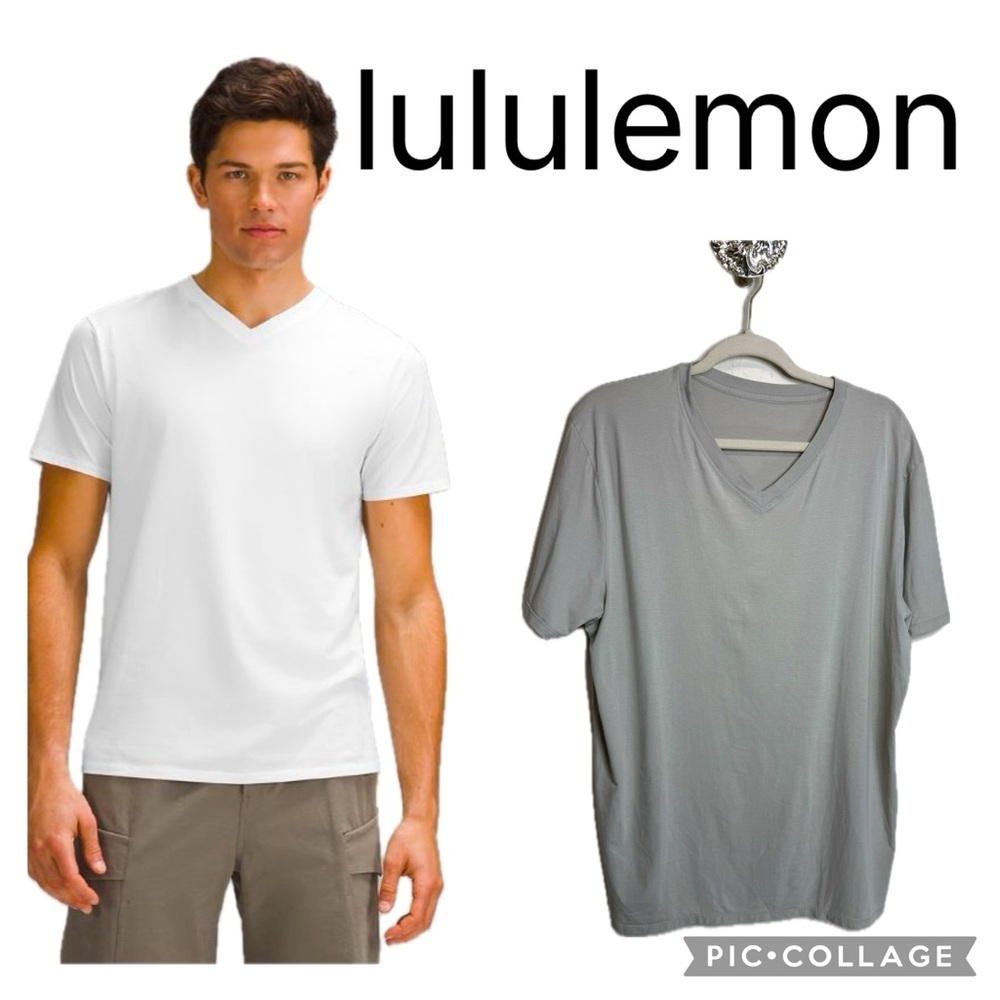 (P) Lululemon Mens Fundamental V-Neck T-Shirt, Large/X-Large